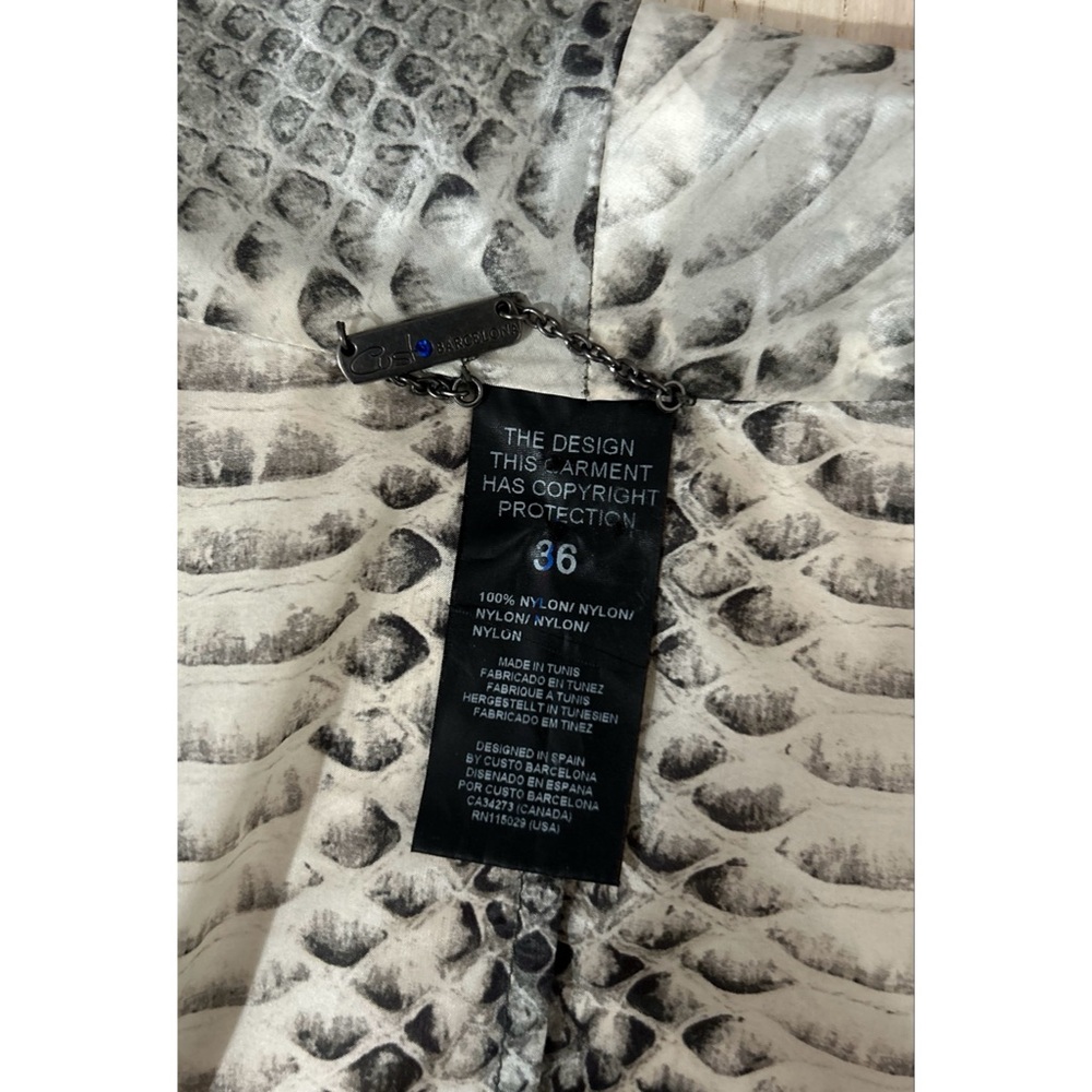 Custo Barcelona Women’s Nylon Snake Print Blazer Top Size 44 / US Small Gray - Picture 3 of 5